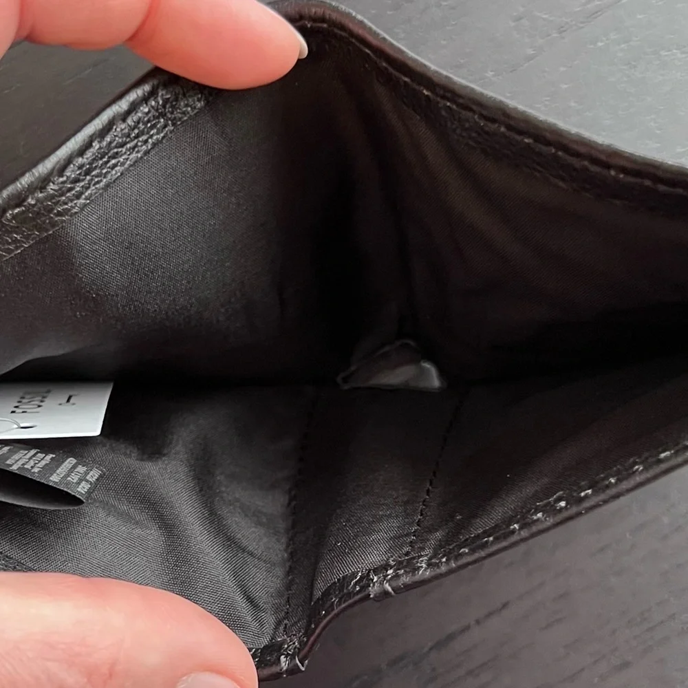 Fossil LUFKIN Black Leather Bifold Wallet